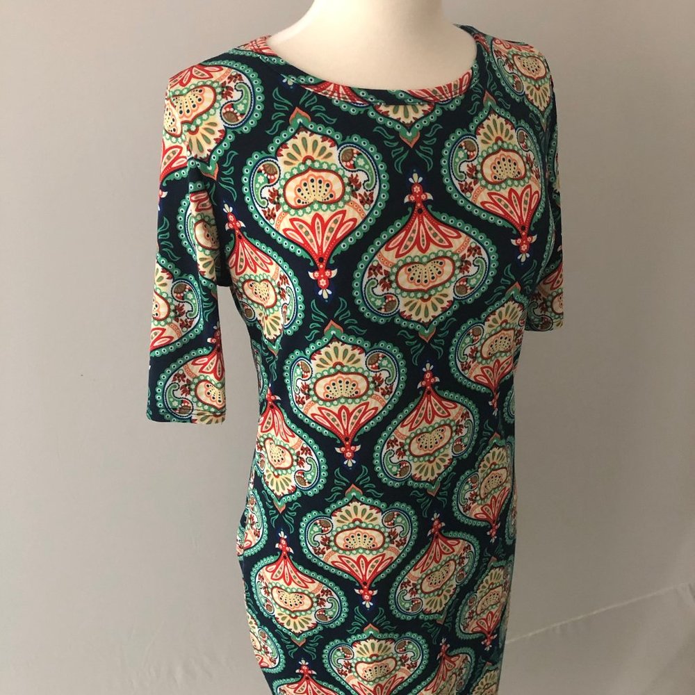 Lula Roe Knit Patterned Dress - Picture 4 of 8